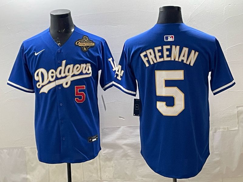 2026 Men Nike Los Angeles Dodgers #5 Freeman Blue gold Game MLB Jersey 006